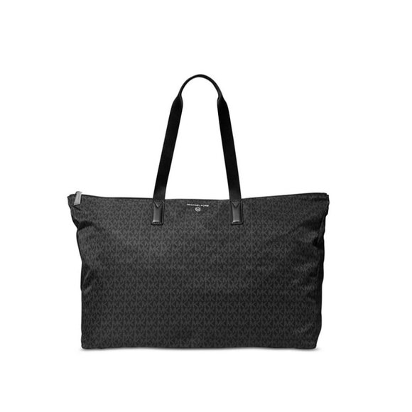 MICHAEL KORS Jet Set logo nylon XL travel packable foldable tote - Black - Picture 1 of 8